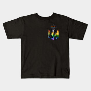 Pitbull In Pocket LGBT Pride Flag For Dog Lovers Kids T-Shirt